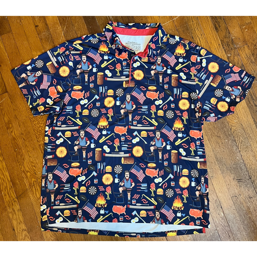 RSVLTS Breakfast Balls Men’s 3XL Short Sleeve POLO Shirt Parks and Rec